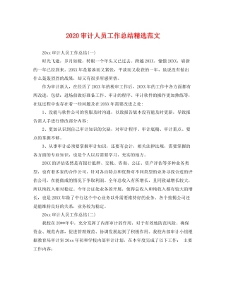 审计人员工作总结精选范文 