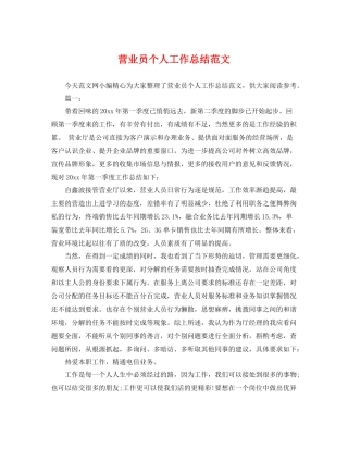 营业员个人工作总结范文 