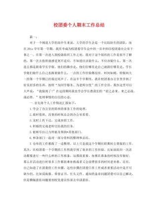 校团委个人期末工作总结 