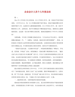 企业会计人员个人年度总结 