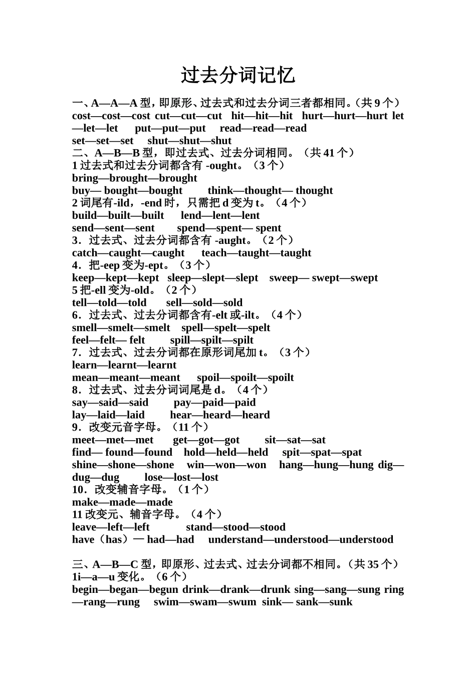 过去分词分类记忆_第1页