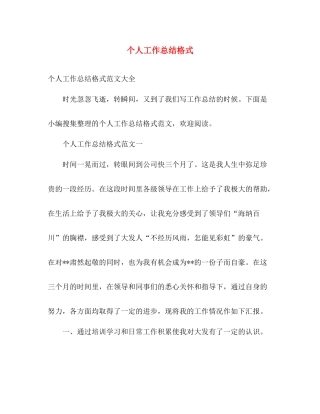 个人工作总结格式 