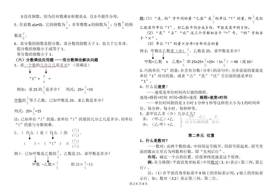 数学六年级上册知识点整理归纳-修订_第2页