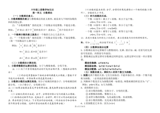 数学六年级上册知识点整理归纳-修订