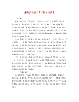 采购员年度个人工作总结范本 