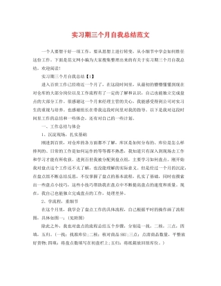 实习期三个月自我总结范文 