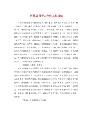 环保公司个人年终工作总结 