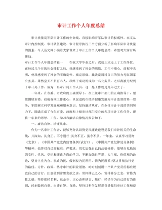 审计工作个人年度总结 