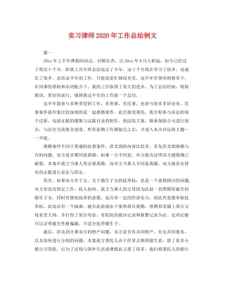 实习律师2020年工作总结例文 