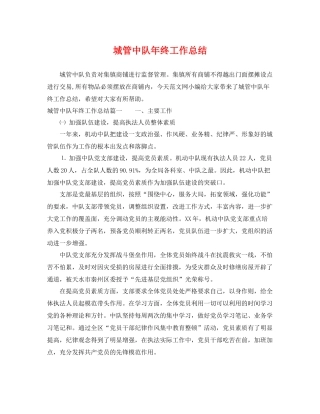 城管中队年终工作总结 