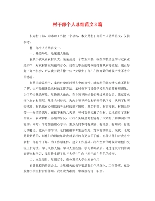村干部个人总结范文3篇 
