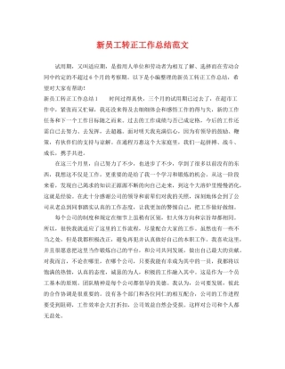 新员工转正工作总结范文 