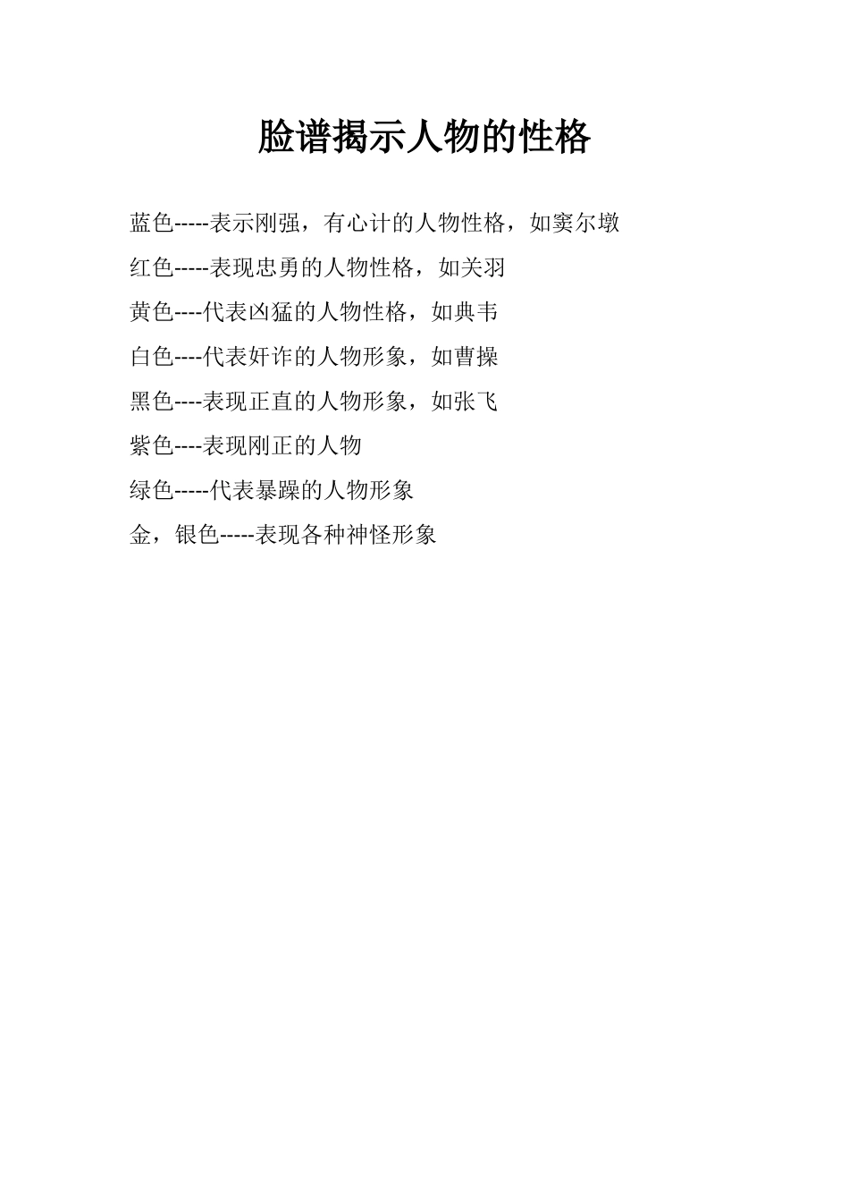 脸谱揭示人物性格_第1页