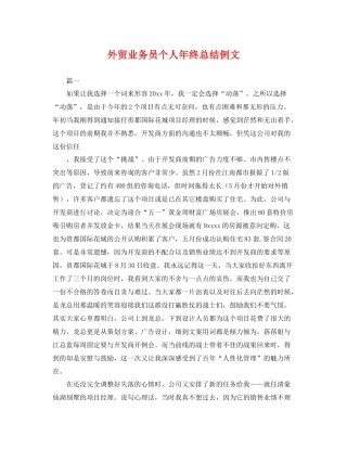 外贸业务员个人年终总结例文 
