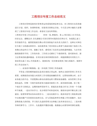工程项目年度工作总结范文 