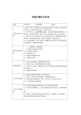 学困生情况分析表