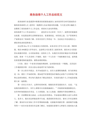 商务助理个人工作总结范文 