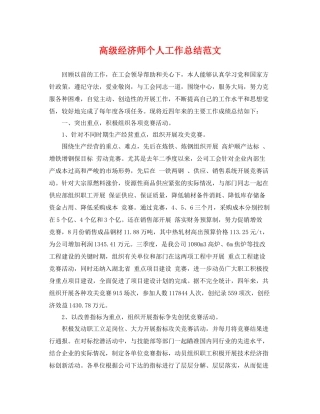 高级经济师个人工作总结范文 
