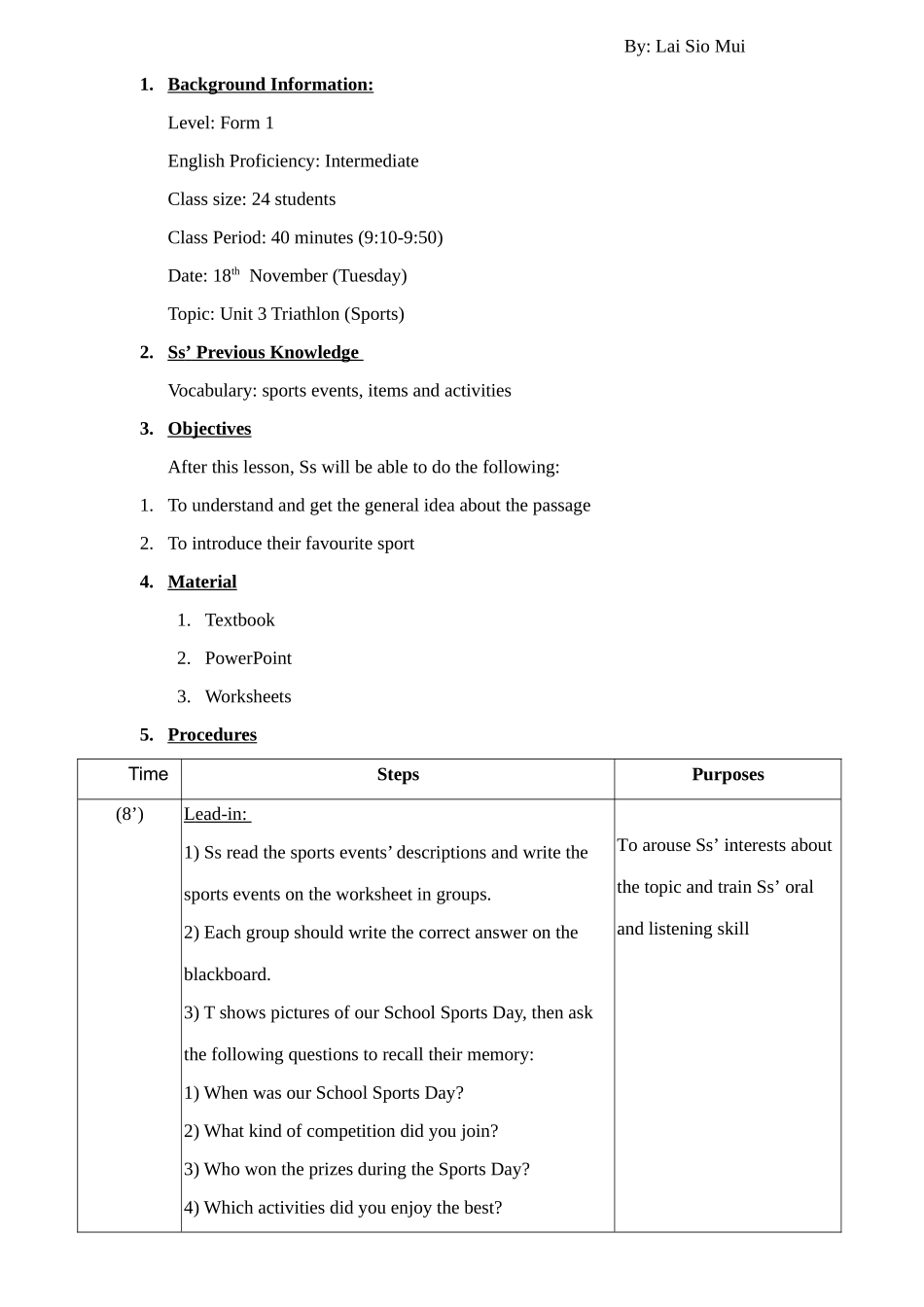濠江中学Form1Triathlon(lessonplan)_第1页