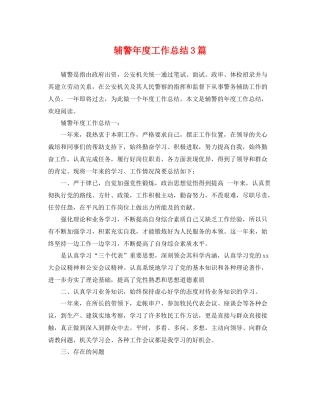 辅警年度工作总结3篇 