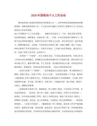2020年国税局个人工作总结 