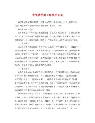 青年教师的工作总结范文 