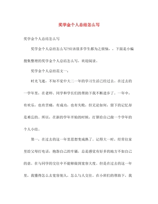 奖学金个人总结怎么写 