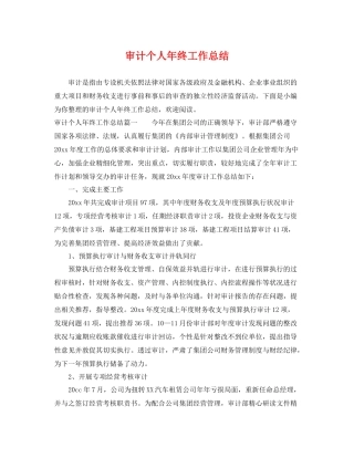 审计个人年终工作总结 