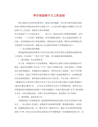 审计局法制个人工作总结 