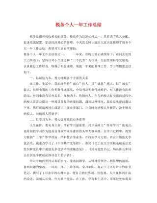 税务个人一年工作总结 