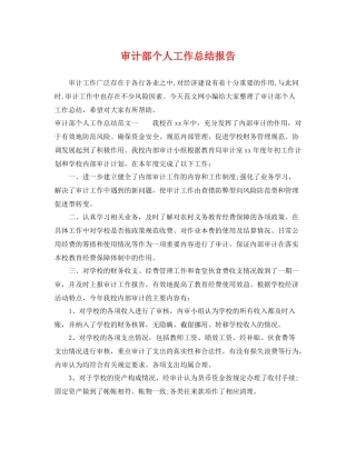 审计部个人工作总结报告 