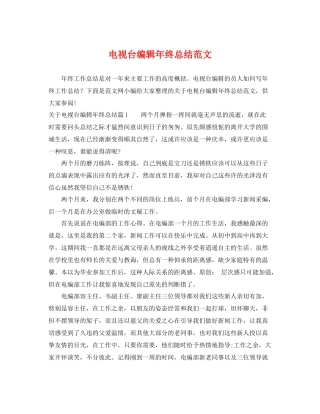 电视台编辑年终总结范文 