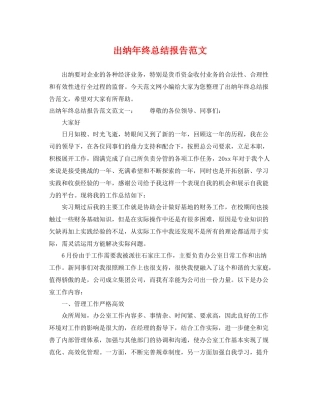 出纳年终总结报告范文 