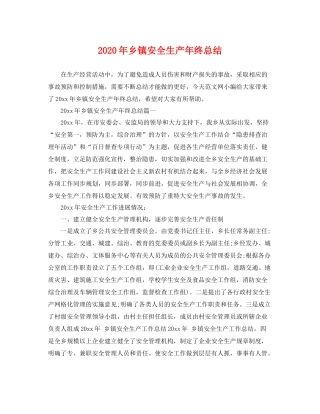 2020年乡镇安全生产年终总结 