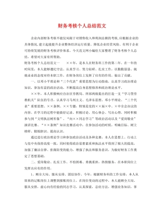 财务考核个人总结范文 