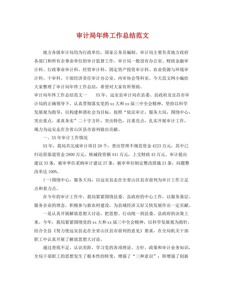 审计局年终工作总结范文 _第1页