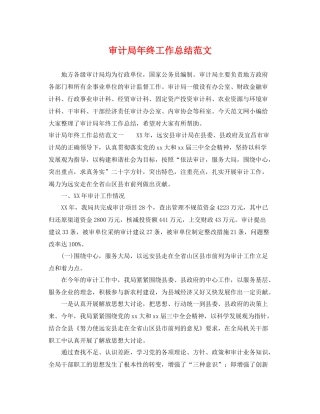 审计局年终工作总结范文 