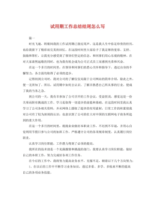 试用期工作总结结尾怎么写 