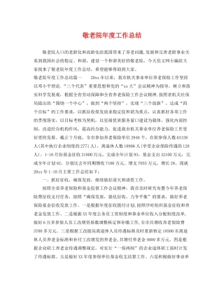 敬老院年度工作总结 
