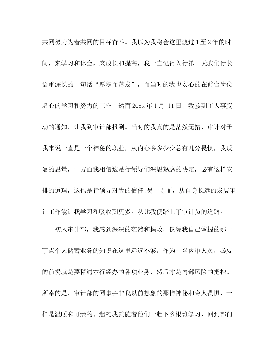 银行审计员个人工作总结 _第2页