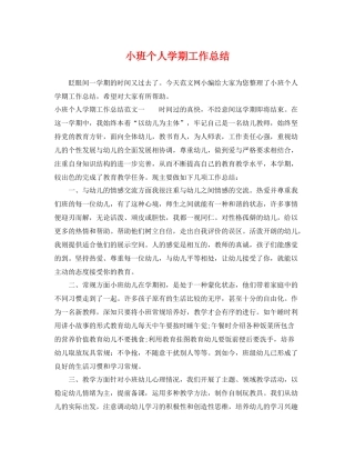 小班个人学期工作总结 