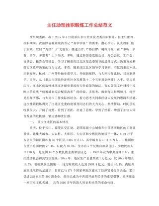 主任助理挂职锻炼工作总结范文 