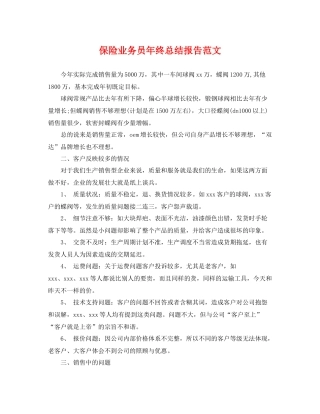 保险业务员年终总结报告范文 