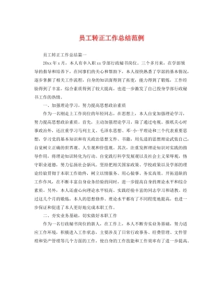 员工转正工作总结范例 