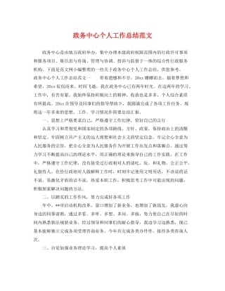 政务中心个人工作总结范文 