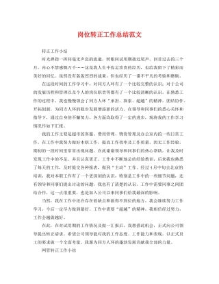 岗位转正工作总结范文 