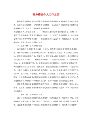 税务稽查个人工作总结 