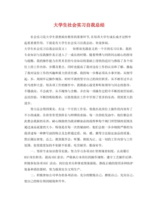 大学生社会实习自我总结 