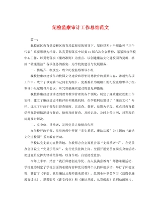 纪检监察审计工作总结范文 