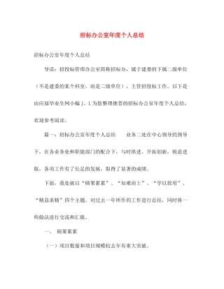 招标办公室年度个人总结 